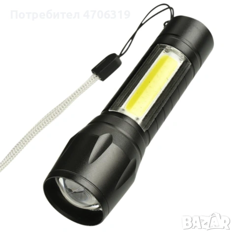 LED Джобен фенер с 3 режима ,презареждаем, с  USB кабел в зелена кутия FL45, снимка 3 - Прожектори - 53086291
