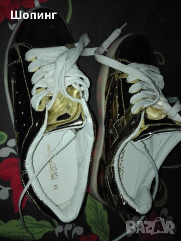 Златни обувки със светещи подметки №38, снимка 9 - Кецове - 30198258