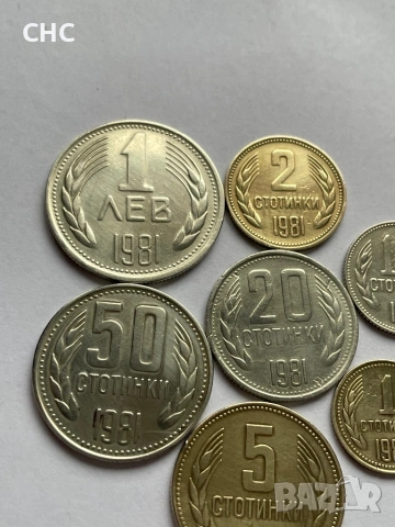 Монети 1981 година. 1, 2, 5, 10, 20, 50 стотинки и 1 лев 1981 г., снимка 3 - Нумизматика и бонистика - 53143460