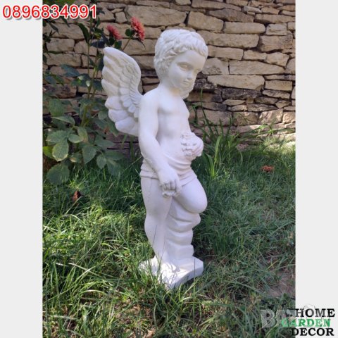 Ангел от бетон градинска фигура в бял цвят, снимка 4 - Градински мебели, декорация  - 40694938