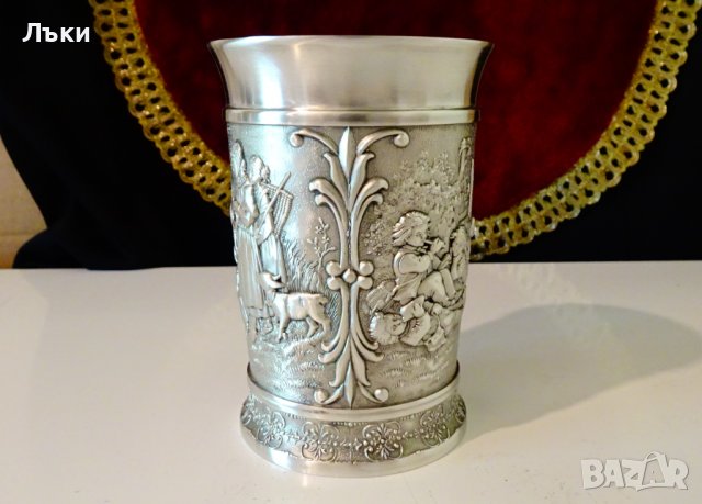 Калаена чаша 300 мл.,халба,уникални селски картини. , снимка 2 - Антикварни и старинни предмети - 37417805