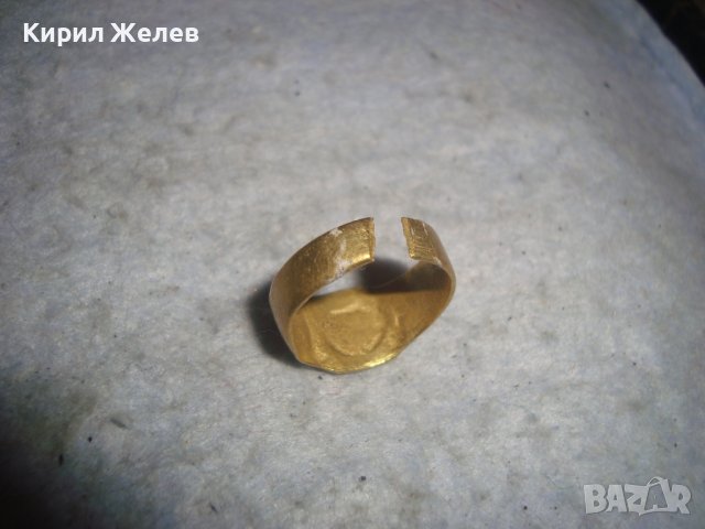СТАР БРОНЗОВ ОРНАМЕНТИРАН РЪЧНО МАЙСТОРСКИ ПОЗЛАТЕН РЕГУЛИРУЕМ РЕТРО ПРЪСТЕН 27555, снимка 5 - Антикварни и старинни предмети - 36771089