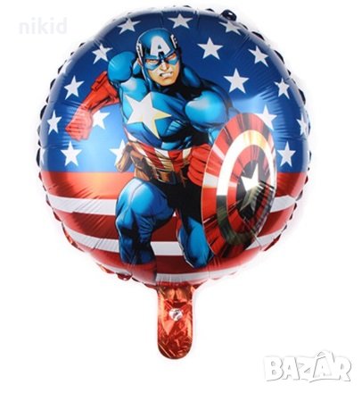 Капитан Америка звезди кръгъл кръгъл фолиев фолио балон хелий газ или обикновен