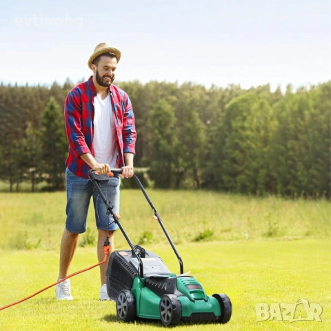 Електрическа косачка за трева 1600W – Лека и мощна, 32 см ширина, 30L кош, 3 нива на косене, снимка 5 - Градинска техника - 53931527