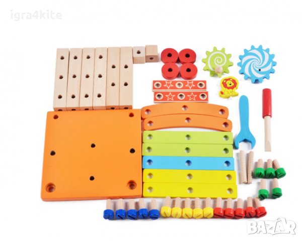 Дървено столче с врътки , конструктор 3в1 всички дървени играчки, снимка 8 - Конструктори - 34398435