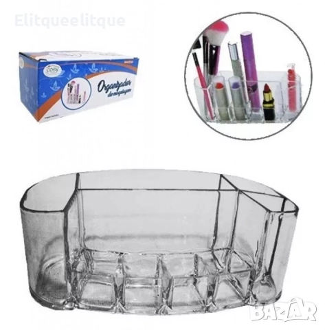 Прозрачен акрилен органайзер за козметика и четки