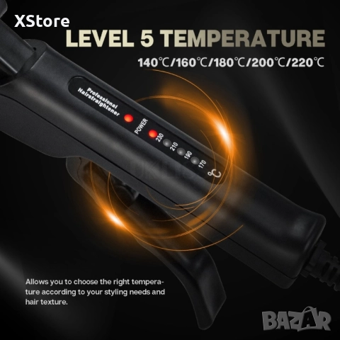 Професионална турмалинова преса за коса с йони, за всички типове коса, снимка 11 - Преси за коса - 52014642