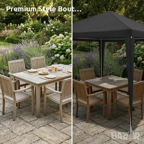 Градинска шатра тип „павилион“, 3x3м, Водоустойчива, Прахово боядисана стоманена рамка, Сива, снимка 3 - Градински мебели, декорация  - 53891830