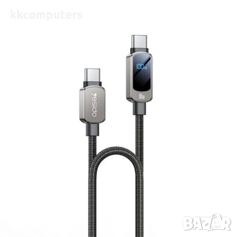 YESIDO PD плетен кабел / Type-C - Type-C 100W, 120см. / CA179 / Черен / Баркод : 2404168