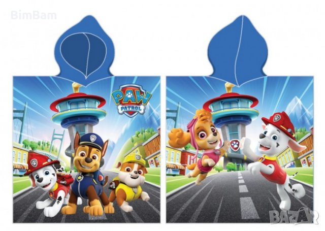 Оригинално плажно пончо Paw Patrol / 100% памук , снимка 1 - Хавлии и халати - 40045836