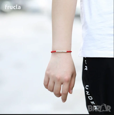 Червен Конец Със сребърни топчета против уроки