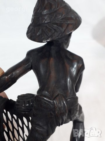 Дърворезба рибар статуетка от абанос    5/3, снимка 10 - Декорация за дома - 34472311