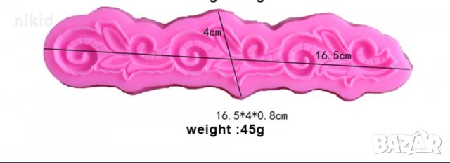 Завъртяни листа силиконов молд борд кант форма декорация торта фондан шоколад, снимка 4 - Форми - 35372972