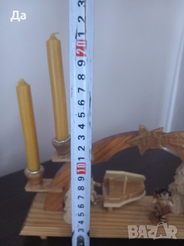 Немски дървени старинни Коледни въртележка и свещник, снимка 3 - Антикварни и старинни предмети - 52751903