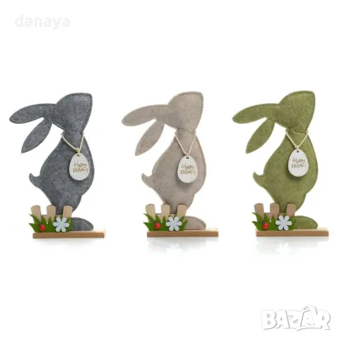 5795 Великденска декорация Филцово зайче на стойка, 24 см