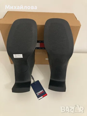 Кожено сабо с ток на Tommy Jeans, Черено, ново с етикет, размер 40, снимка 9 - Дамски обувки на ток - 55795233