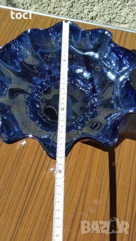 Красива стъклена фруктиера в син цвят, снимка 6 - Други - 38210843