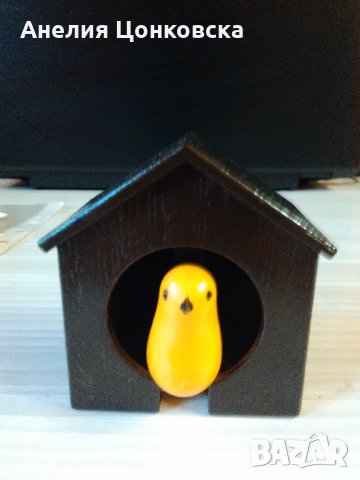 Декоративна дървена къщичка с пиленце, снимка 6 - Сувенири от дърво - 30547416