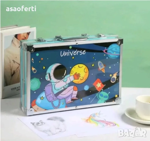 🦄 Детски Комплект за Рисуване (145 Части) в Куфар – Пастели, Моливи, Маркери и Бои, снимка 5 - Образователни игри - 52558129