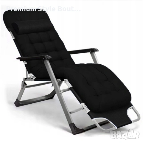 Сгъваем градински шезлонг с ватирана възглавница, регулируема облегалка , 178 см, снимка 13 - Градински мебели, декорация  - 53923407