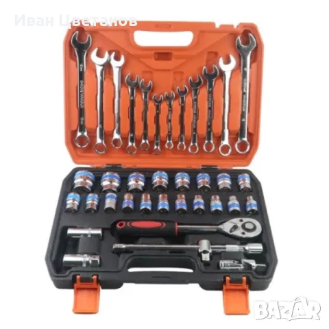 Комплект тръбни ключове и ключове с фиксиран пръстен, Мултифункционални, 37 части