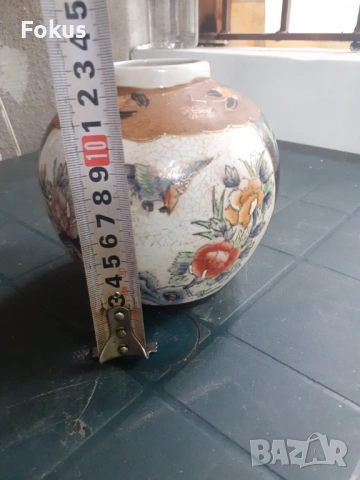 Стара красива ваза буркан порцелан Сатцума Satsuma маркиран, снимка 7 - Антикварни и старинни предмети - 53313056