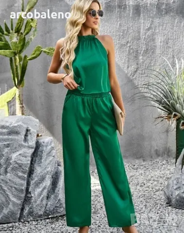 Дамски комплект от две части панталони Temperament Commuter Glossy Fabric, 3цвята , снимка 5 - Комплекти - 40368919