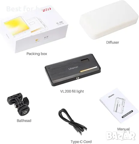 ULANZI VL200 Двуцветна LED видео светлина, снимка 5 - Светкавици, студийно осветление - 49604890