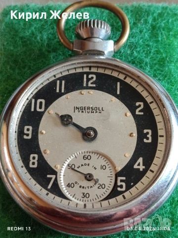 Джобен часовник Ingersoll Triumph Britannia рядък за КОЛЕКЦИОНЕРИ 37524, снимка 5 - Антикварни и старинни предмети - 54076012