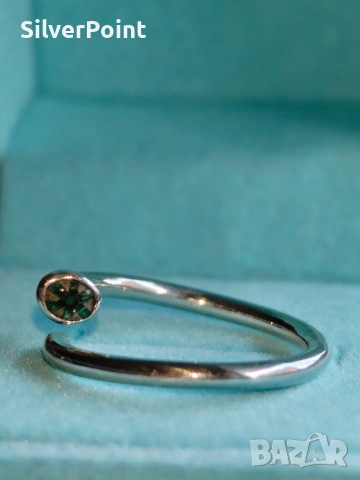 Сребърен пръстен "Пирон" с колумбийски Изумруд трапиче и сертификат , снимка 3 - Пръстени - 53382299