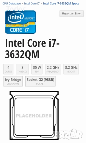 Процесор Intel® Core™ i7-3632QM, 35W