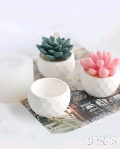 3d Купа купичка саксия релефна силиконов молд форма за декорация торта фондан смола кашпа, снимка 5 - Форми - 25629074