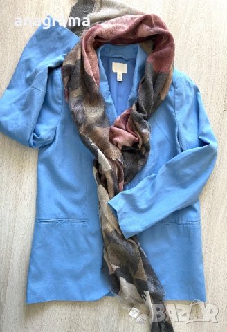 Сако в наситен син цвят и шал подарък към него , снимка 9 - Сака - 42576972