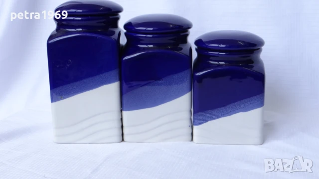 Комплект порцеланови буркани с капаци в бяло и кобалт, снимка 5 - Други - 50627729