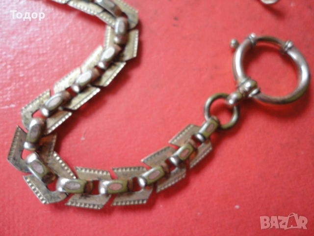 Позлатен кюстек верижка за часовник KJ Double Арт Деко , снимка 5 - Мъжки - 52826348