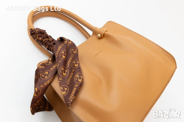 Класическа дамска чанта AMORE Francesca - Dark biege, снимка 4 - Чанти - 50657927