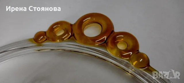 Винтидж чиния за торта/плато, кристално стъкло Walther Crystal Glas, серия Campana,  1970 , снимка 4 - Чинии - 47918321