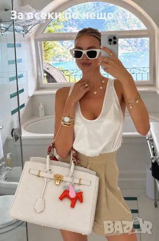 Hermes Birkin Луксозна Голяма Чанта С Катинар Висулка Конче И Копринено Шалче Код SBF66