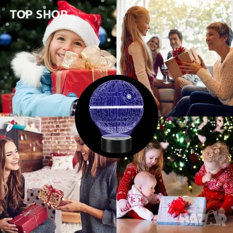 Star Wars 3D лампа с 3 плаки, 16 цвята, дистанционно, снимка 7 - Лед осветление - 49157857