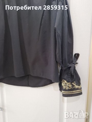 Дамска елегантна черна риза, снимка 6 - Ризи - 37630522