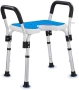 Нов Стол за къпане душ с подлакътници U-образна седалка син 150 кг възрастни и инвалиди, снимка 1