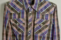 $148 Мъжка риза True Religion Western Pearl Button Snap Plaid Shirt 100% памук М, снимка 2