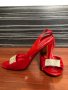Червени елегантни обувки на ток с камъни Tendenz, снимка 1