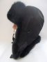 Заешка ушанка черен косъм,лукс-55, снимка 2
