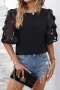Дамска блуза в черен цвят с къси ефектни ръкави, снимка 5