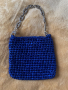 Синя плетена чанта