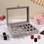 Кутия за бижута, сива, стъклен капак, снимка 4