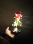 Изкуствена роза с дървена основа LED осветление. 3 ААА, снимка 1
