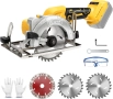 12,5 см Акумулаторен циркуляр, съвместим с батерия Dewalt 20V, 3 диска, 9500 об/мин - без батерия, снимка 1