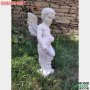 Ангел от бетон градинска фигура в бял цвят, снимка 4